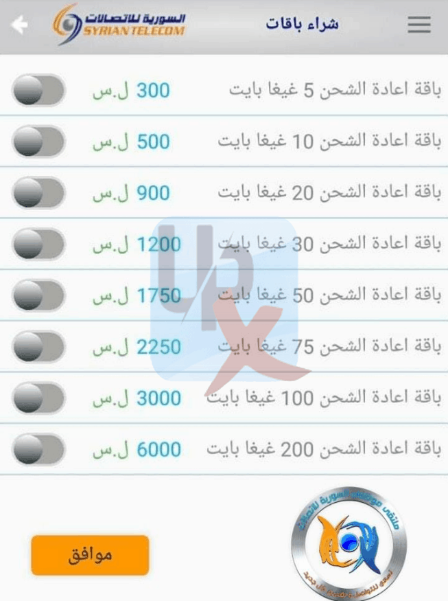 السورية للاتصالات شراء باقات